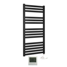 (500mm x 1200mm, Yes) Algarve Black Designer Electric Towel Rails