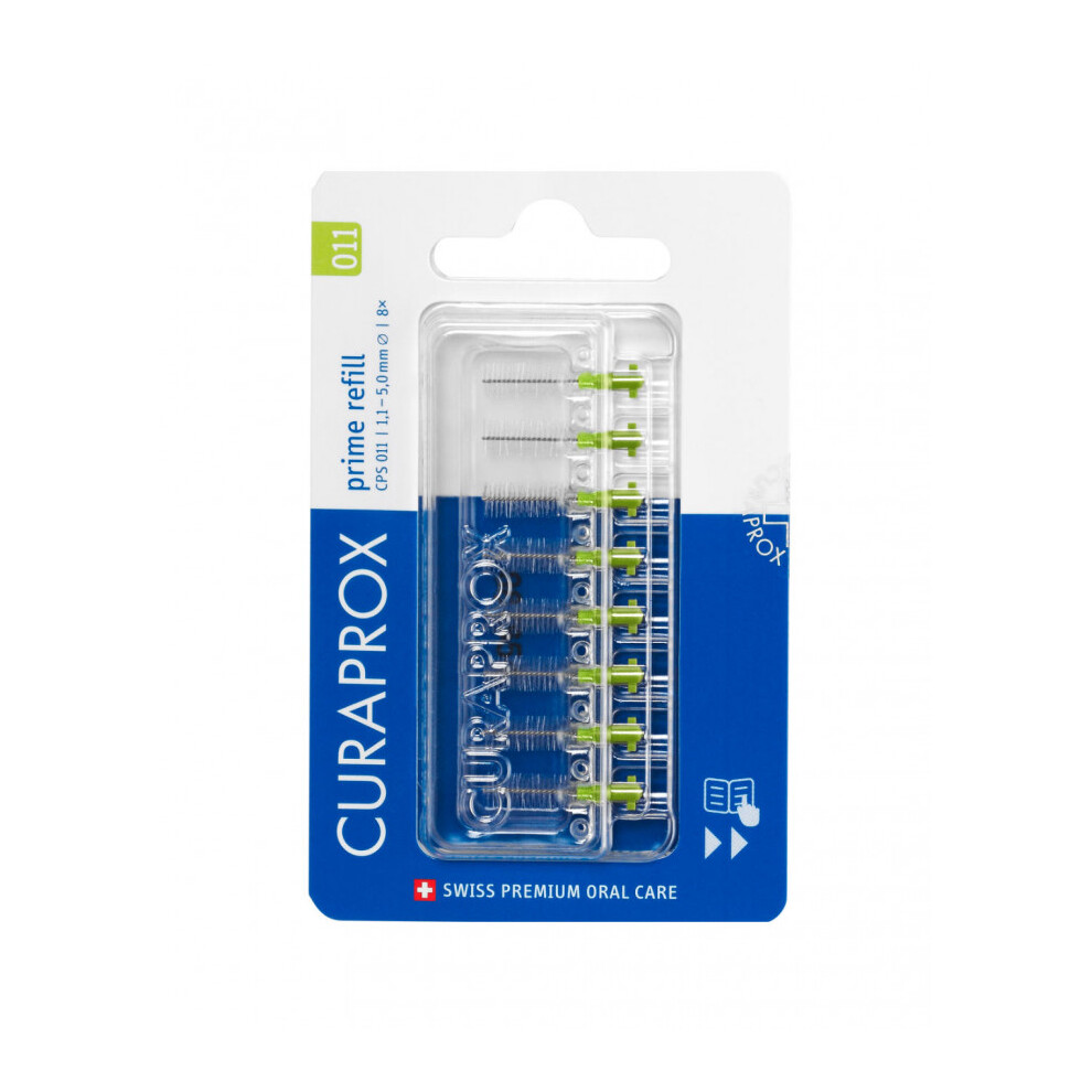 Curaprox CPS 011 Prime Refill Interdental Brushes, 8-Piece Refill Pack Green X 1