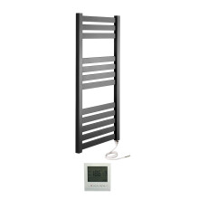 (600mm x 1000mm, Yes) Algarve Black Designer Electric Towel Rails