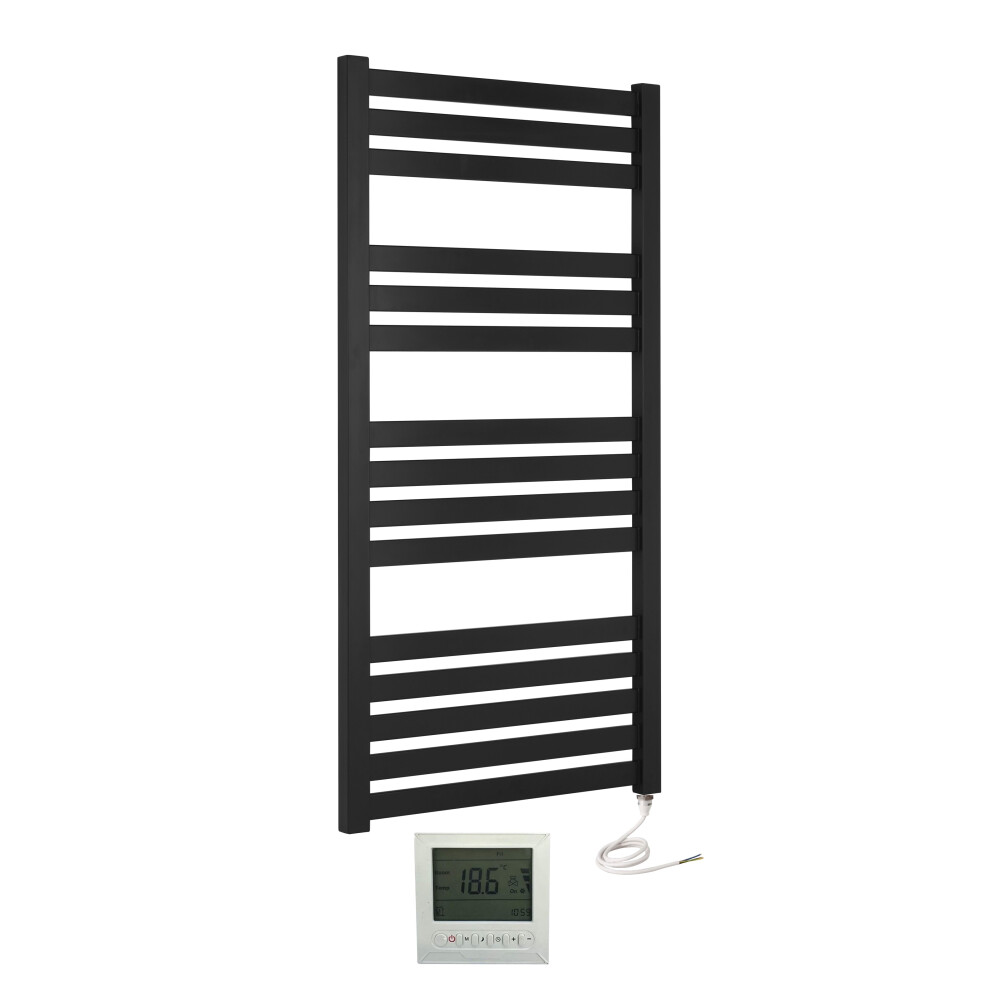 (600Mm X 1200Mm, Yes) Algarve Black Designer Electric Towel Rails 5065000316952