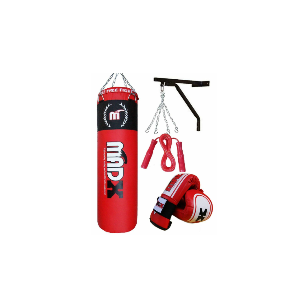 madx 5ft punch bag with chain ,wall bracket, boxing gloves and rope