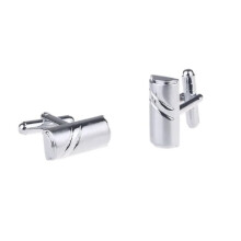Silver Cufflinks Barrel Shape Stripe Pattern Smart Formal Cufflink