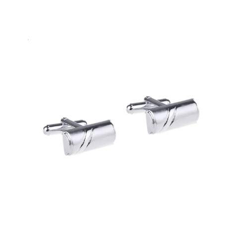 Silver Cufflinks Barrel Shape Stripe Pattern Smart Formal Cufflink 2