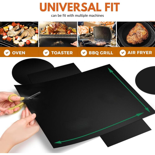 5 Pack Oven Base Liner Sheet with Brush Large Non Stick Grill Mat 2