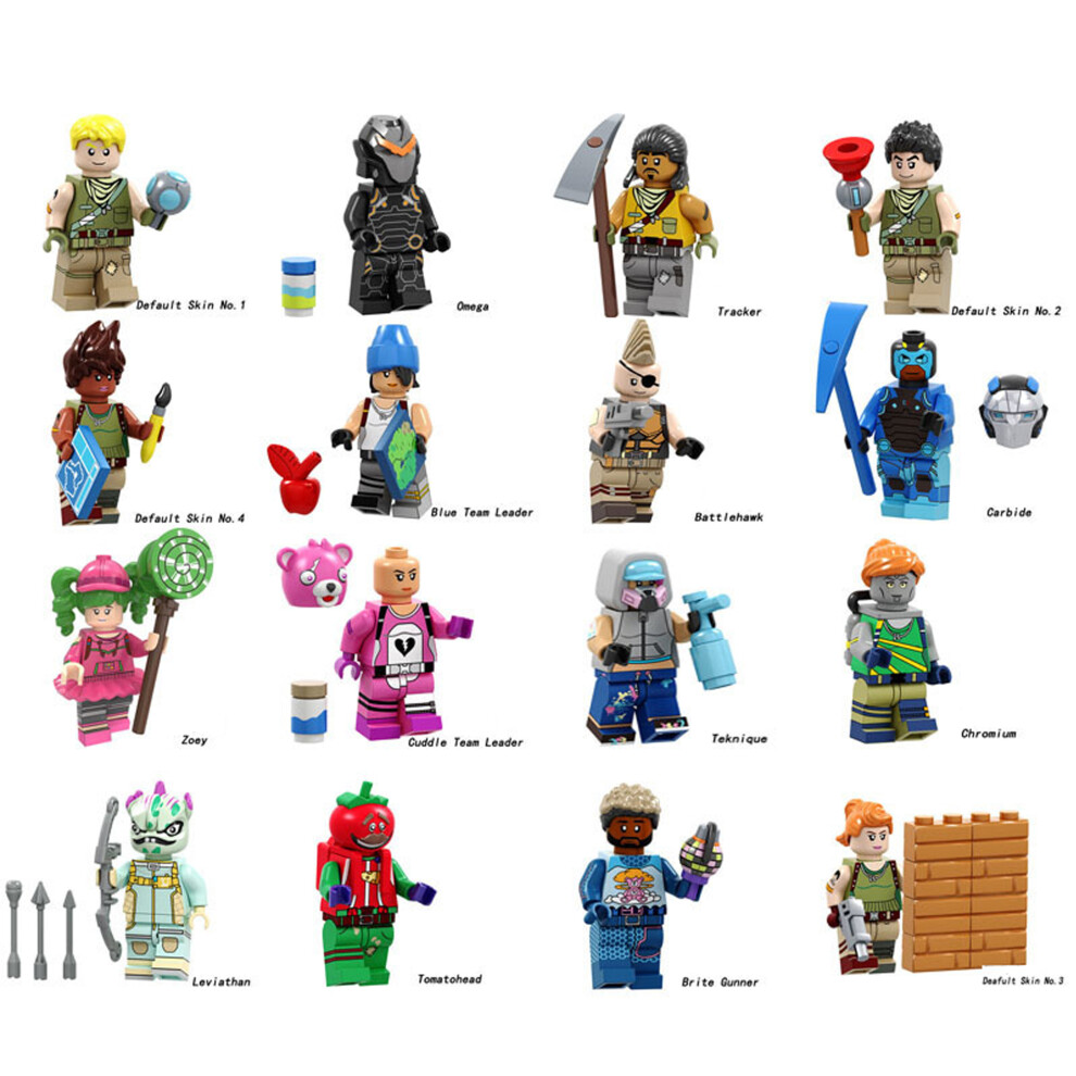 16PCS Fortnite Games Mini Figures Weapons Blocks Kids Toys