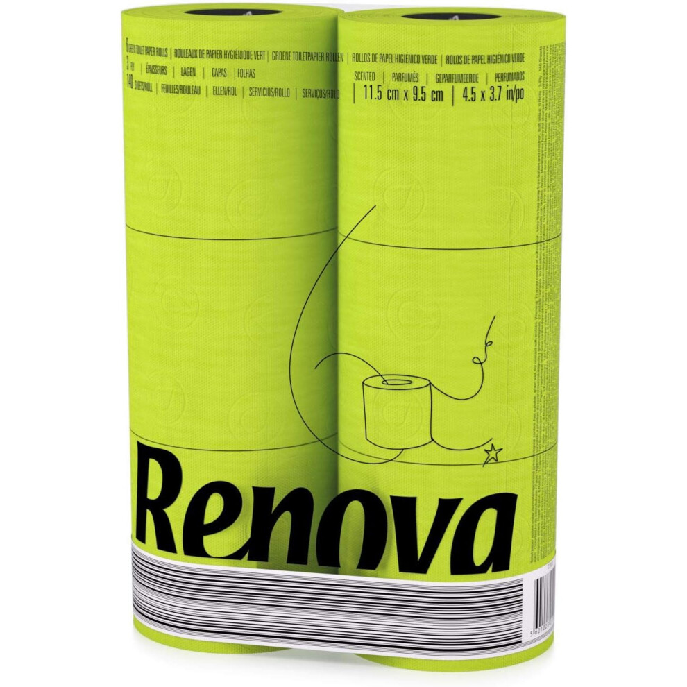 Renova 24 Rolls 3 Ply Soft Toilet Loo Bathroom Paper Rolls Green
