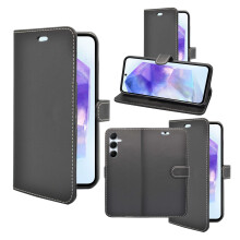 (Black) For Samsung Galaxy A35 5G Wallet Flip Pouch Case