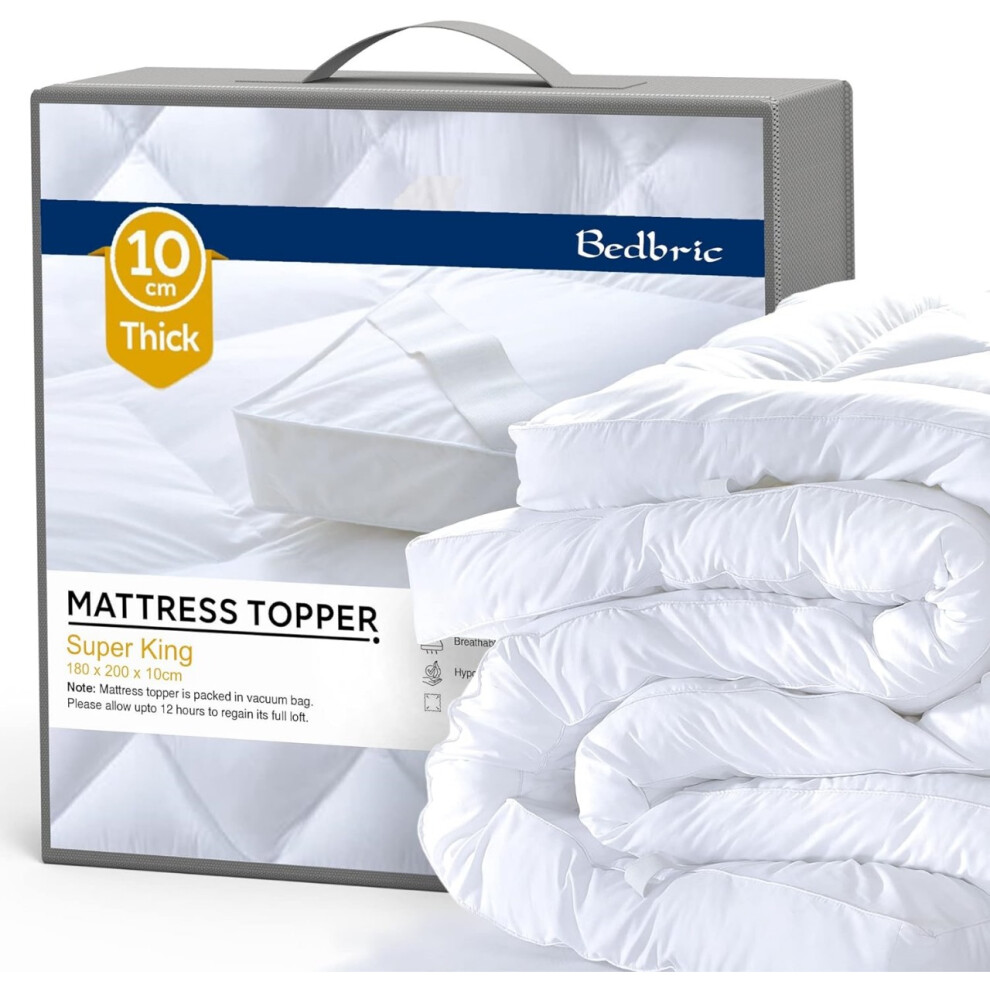 Bedbric Soft Fluffy Mattress Topper Super King Size Bed with Straps