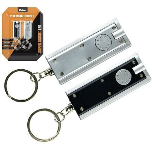 2 x LED Super Bright Light Keyring Fob Torches Camping Flash 10cm Key Chain Ring