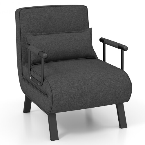 Costway Folding Single Sofa Bed Convertible Sleep Chair w/Adjustable Backrest
