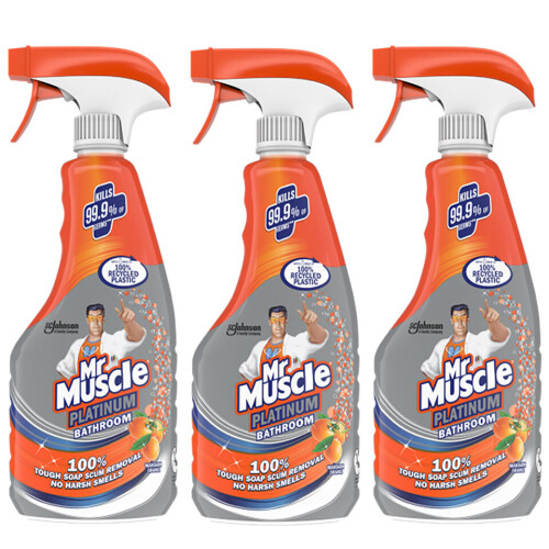 Mr Muscle 3 x Mr Muscle Platinum Bathroom Trigger Spray - 500ml