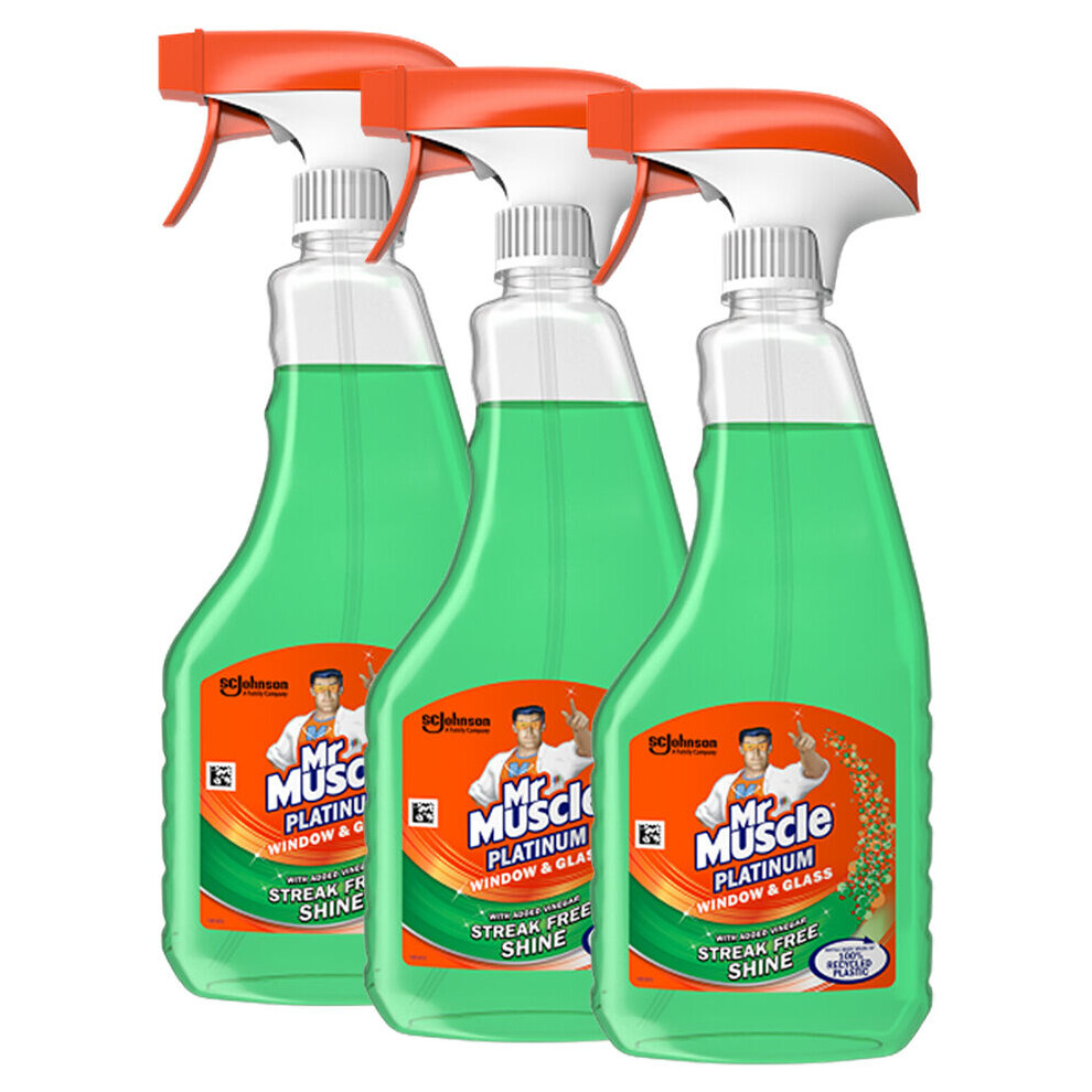 3 x Mr Muscle Platinum Window & Glass Spray - 500ml