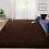 Fluffy Shaggy Rugs Living Room Carpet Brown Rug 1