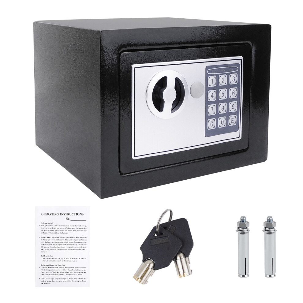 4.6L Electronic Digital Safe Security Home Office Safebox to Store Valuable Small Items Black Safebox with Key