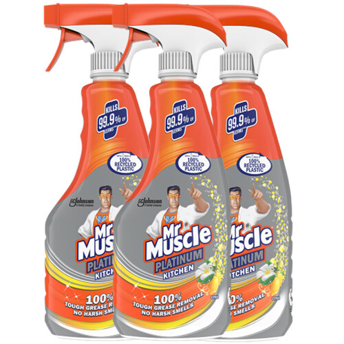 Mr Muscle 3 x Mr Muscle Platinum Kitchen Cleaning Spray - 500ml