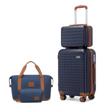 (Navy) 13+20 Inch Hard Shell ABS Suitcase And Two Piece Travel Bag