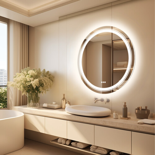 900 * 900mm Round Wall Mounted Led Backlit Vanity Mirror Dimmable 2