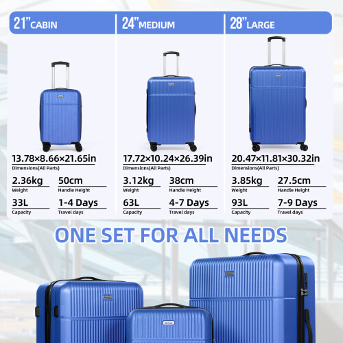 3 PCS Suitcase Set ABS Lightweight Luggage Set 1