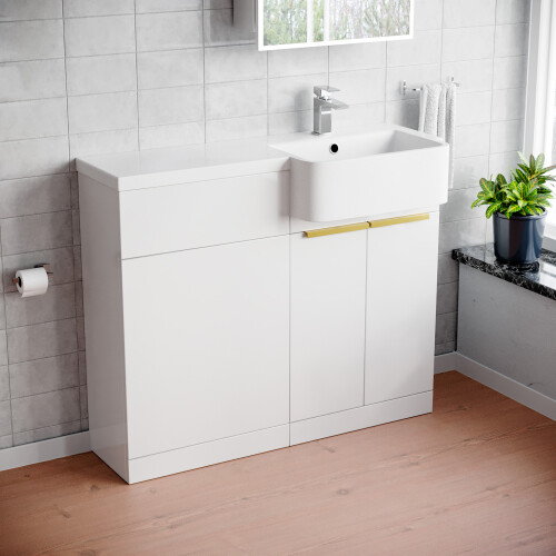 NES Home Nes Home RH Basin Vanity Unit With Brushed Brass handles & WC Unit