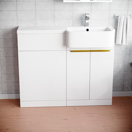 NES Home Nes Home RH Basin Vanity Unit With Brushed Brass handles & WC Unit 1