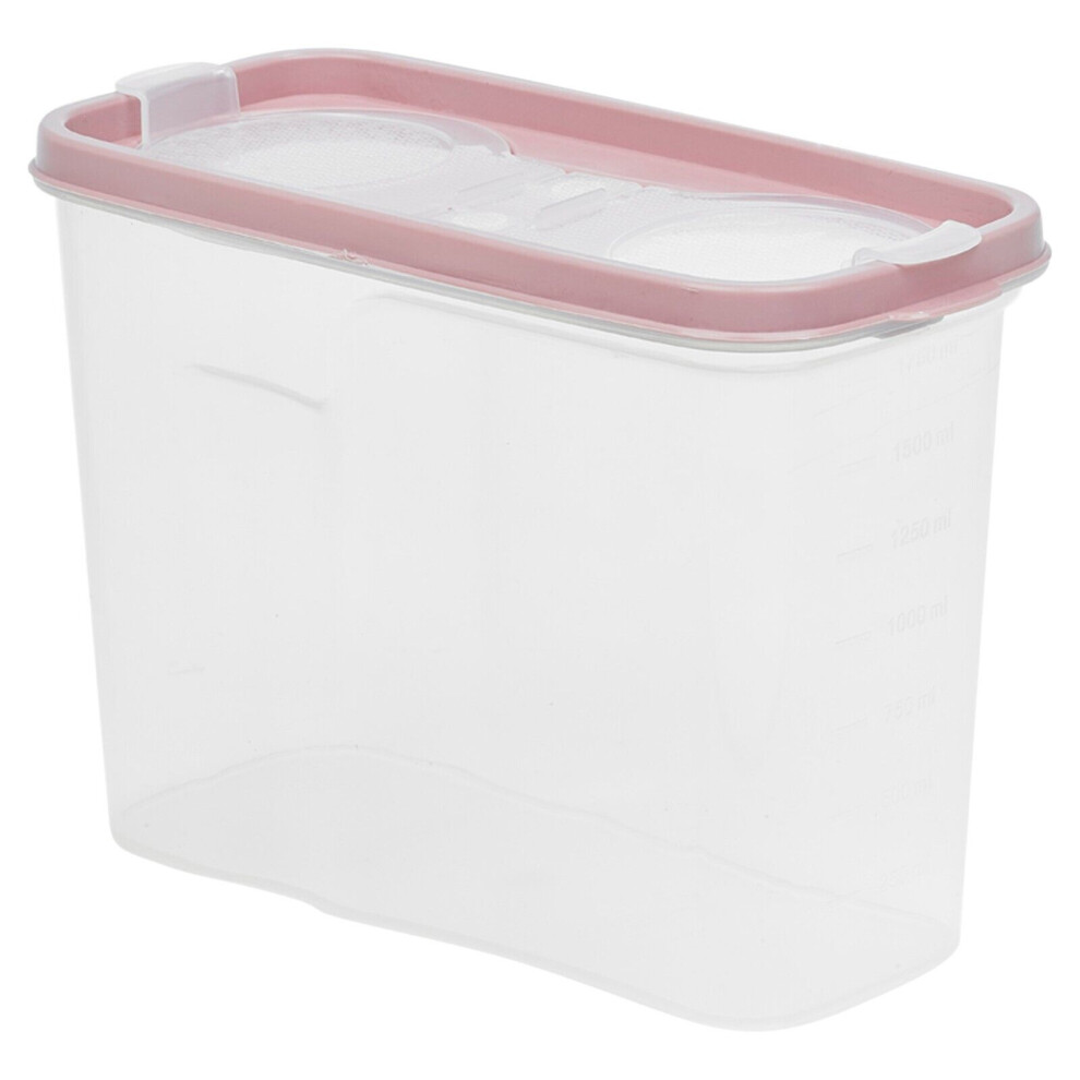 (Pink, 2L) 2/2.5/3.25L Plastic Food Storage Cereal Container Dispenser Airtight Click Lid