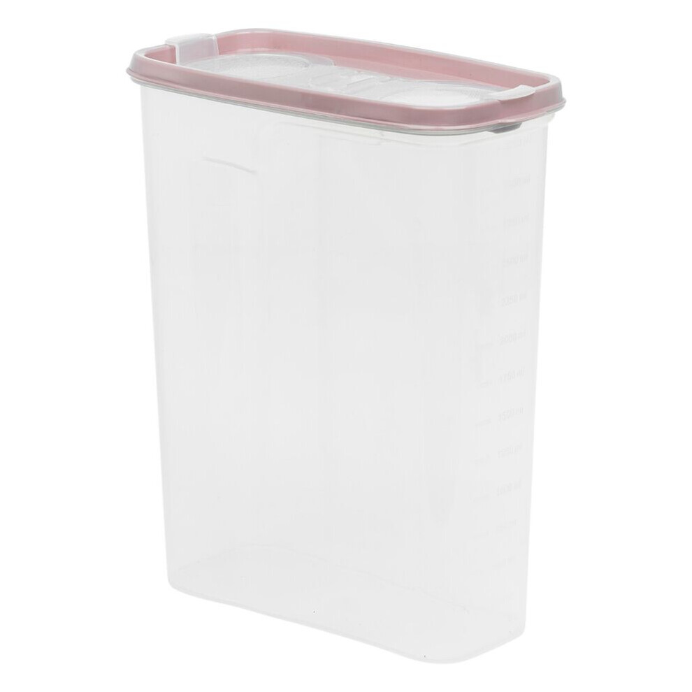 (Pink, 3.25L) 2/2.5/3.25L Plastic Food Storage Cereal Container Dispenser Airtight Click Lid