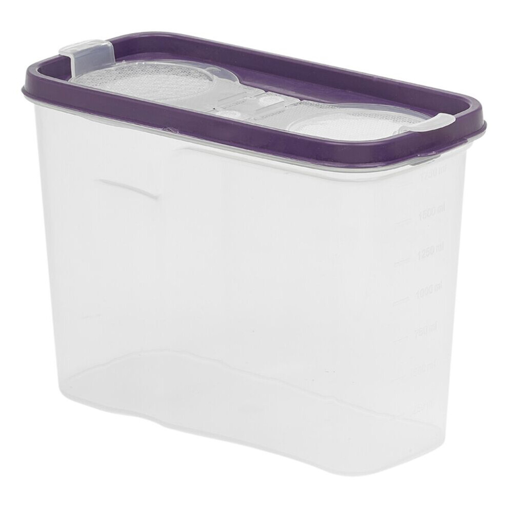 (Purple, 2L) 2/2.5/3.25L Plastic Food Storage Cereal Container Dispenser Airtight Click Lid