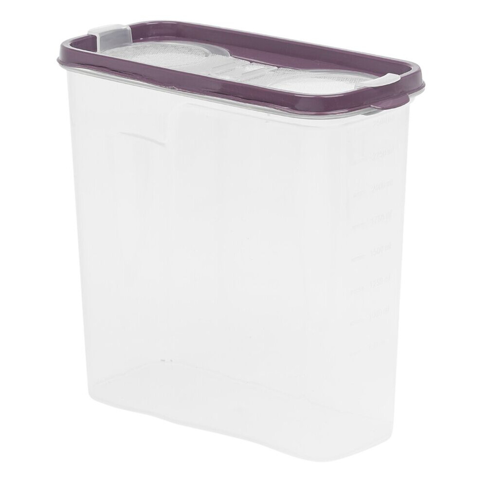 (Purple, 2.5L) 2/2.5/3.25L Plastic Food Storage Cereal Container Dispenser Airtight Click Lid