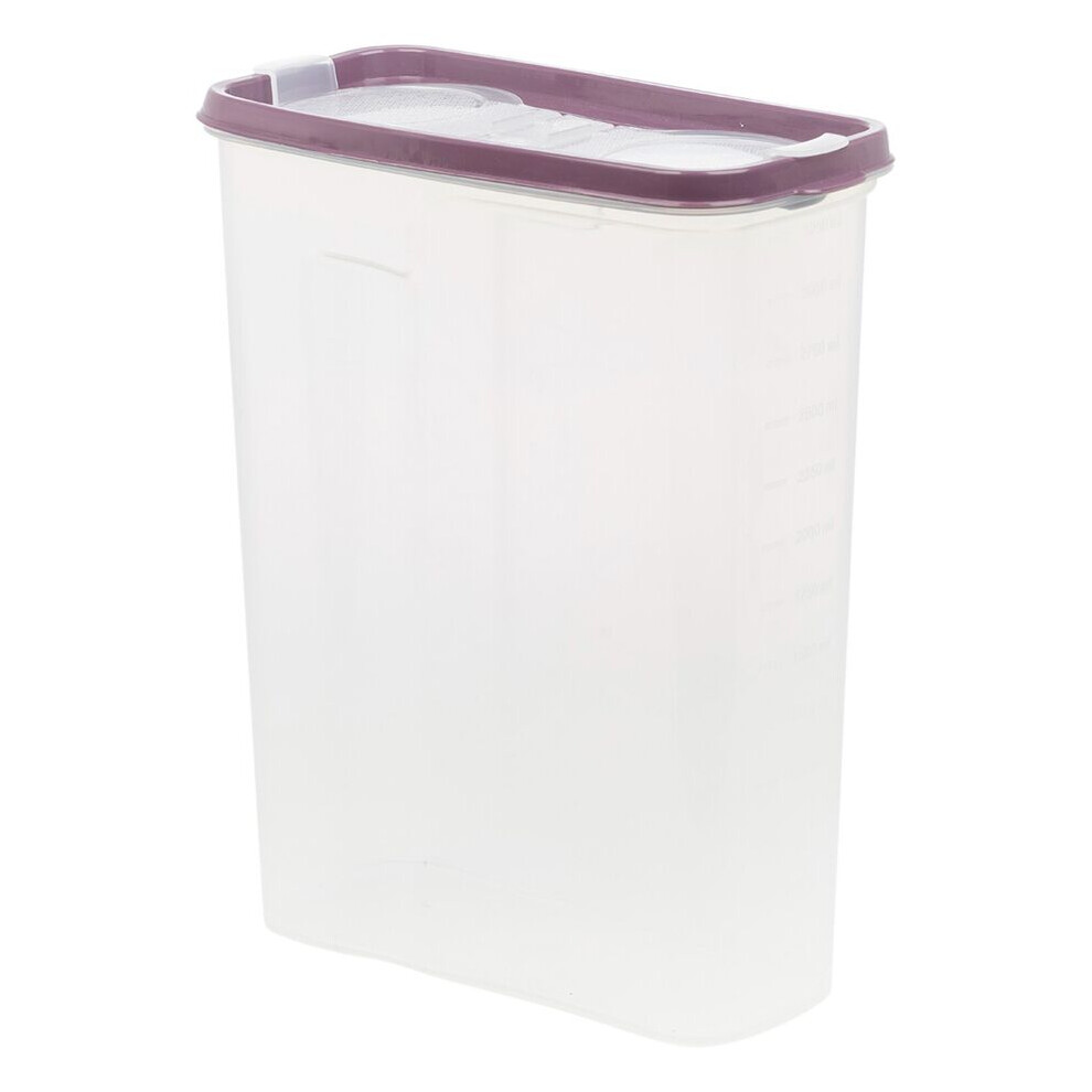 (Purple, 3.25L) 2/2.5/3.25L Plastic Food Storage Cereal Container Dispenser Airtight Click Lid