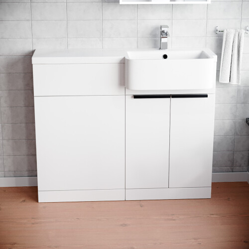 NES Home Nes Home Right Hand Basin Vanity Unit with Black Handles & WC Unit 1
