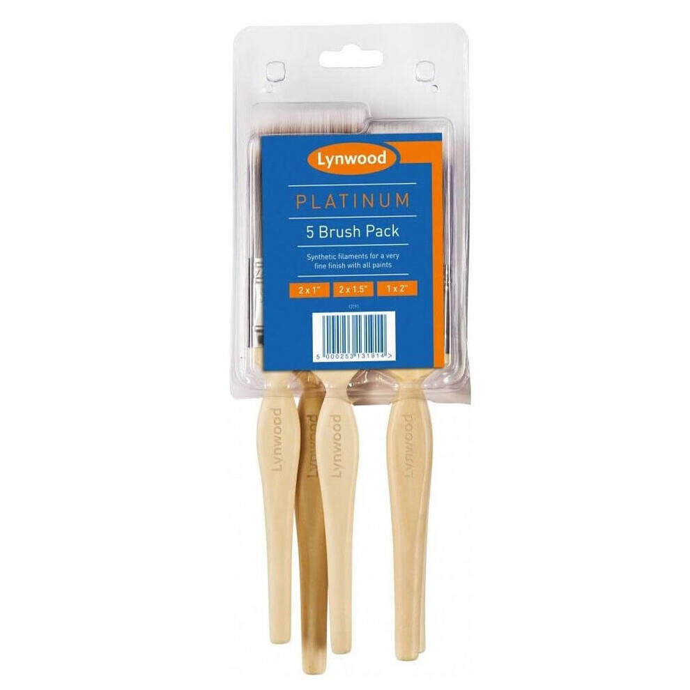 Harris Platinum Wooden Handle Synthetic Brush Sets 5 Pack