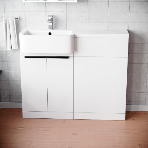 NES Home Nes Home Left Hand Basin Vanity Unit with Black Handles & WC Unit 1