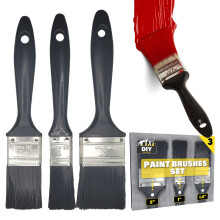 3-Pack Paint Brush Set: 1", 1.5", 2" Gloss Wood Brushes with No Loose Bristles, Easy Cleanup & Comfortable Grip