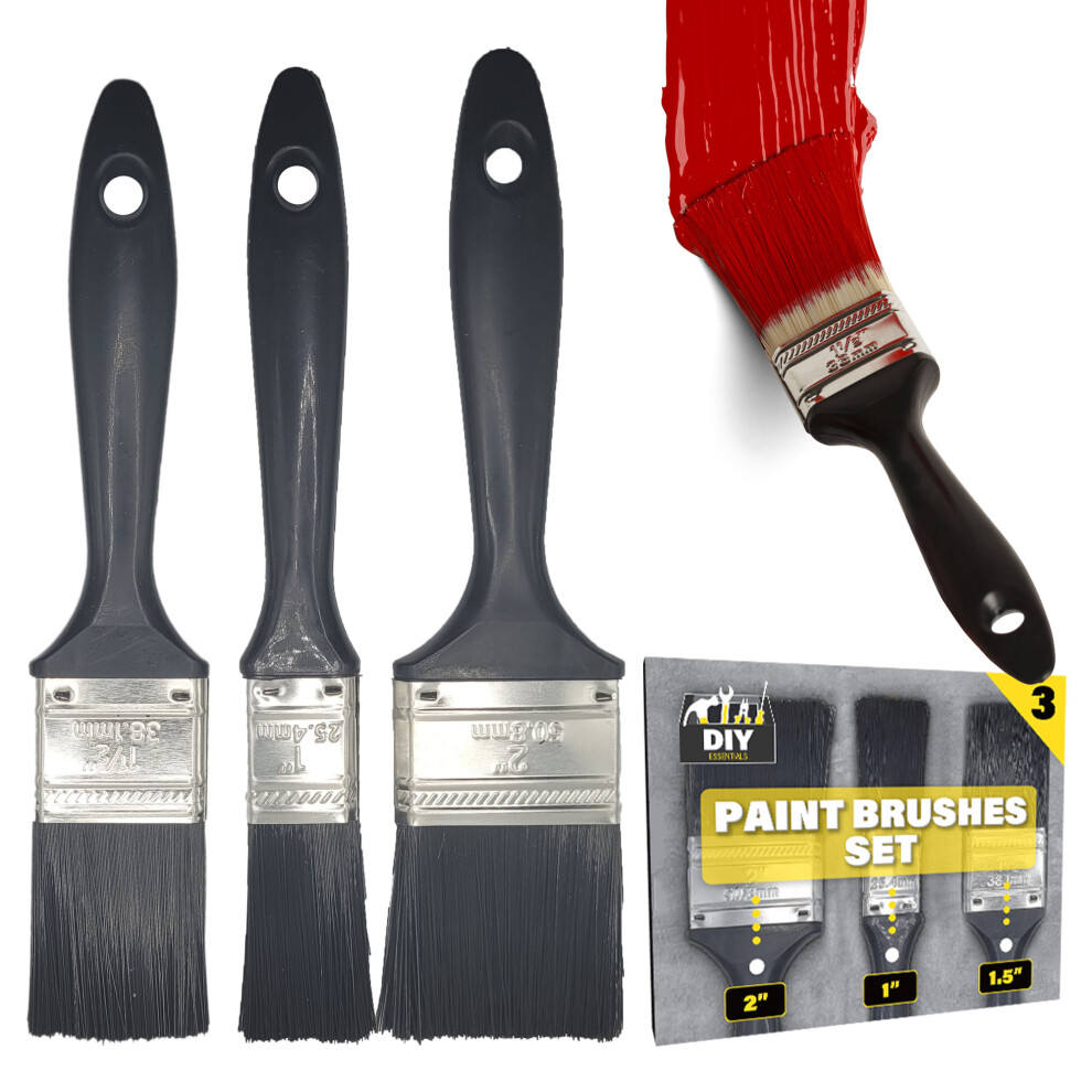 3pk Paint Brush Set | 1", 1.5", 2" Paintbrushes | Gloss Paint Brush