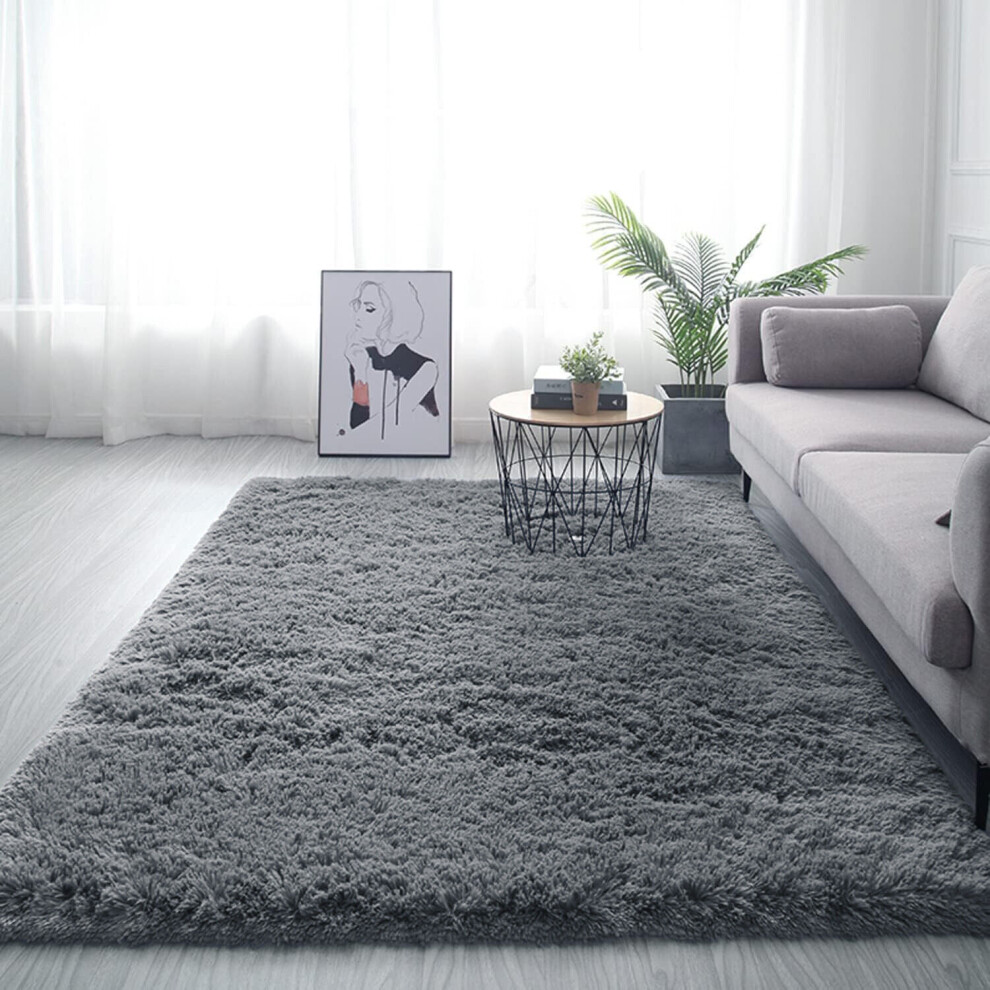 (120cm x 170cm (4ft x 5ft 8")	) MOONLIGHT NON SLIP GREY SHAGGY RUG EXTRA LARGE