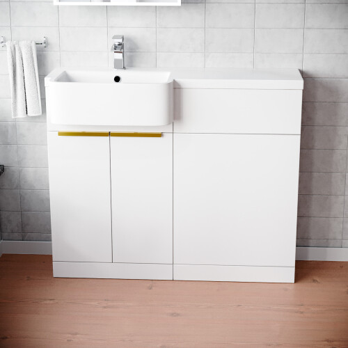 NES Home Nes Home Left Hand Basin Vanity Unit Brushed Brass handles & WC Unit 1