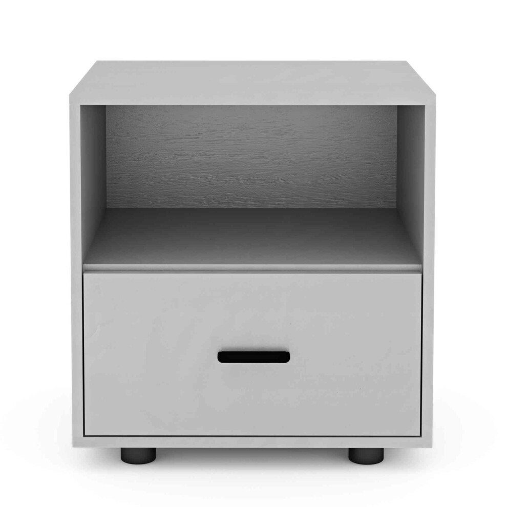 (1, Cool Grey) 1 Or 2 Drawer Wooden Bedside Table Storage