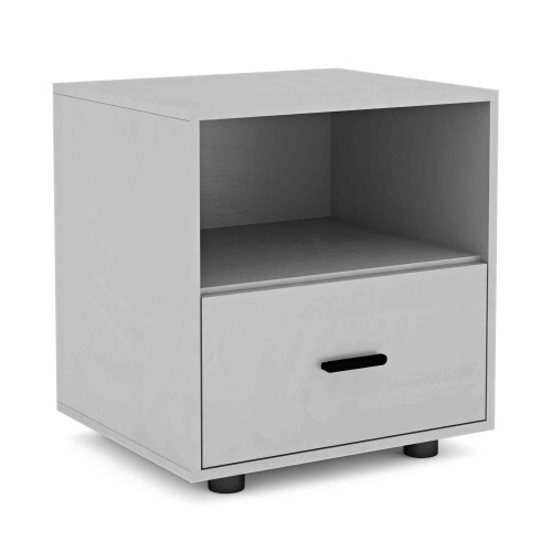 URBN Living (1, Cool Grey) 1 Or 2 Drawer Wooden Bedside Table Storage 2