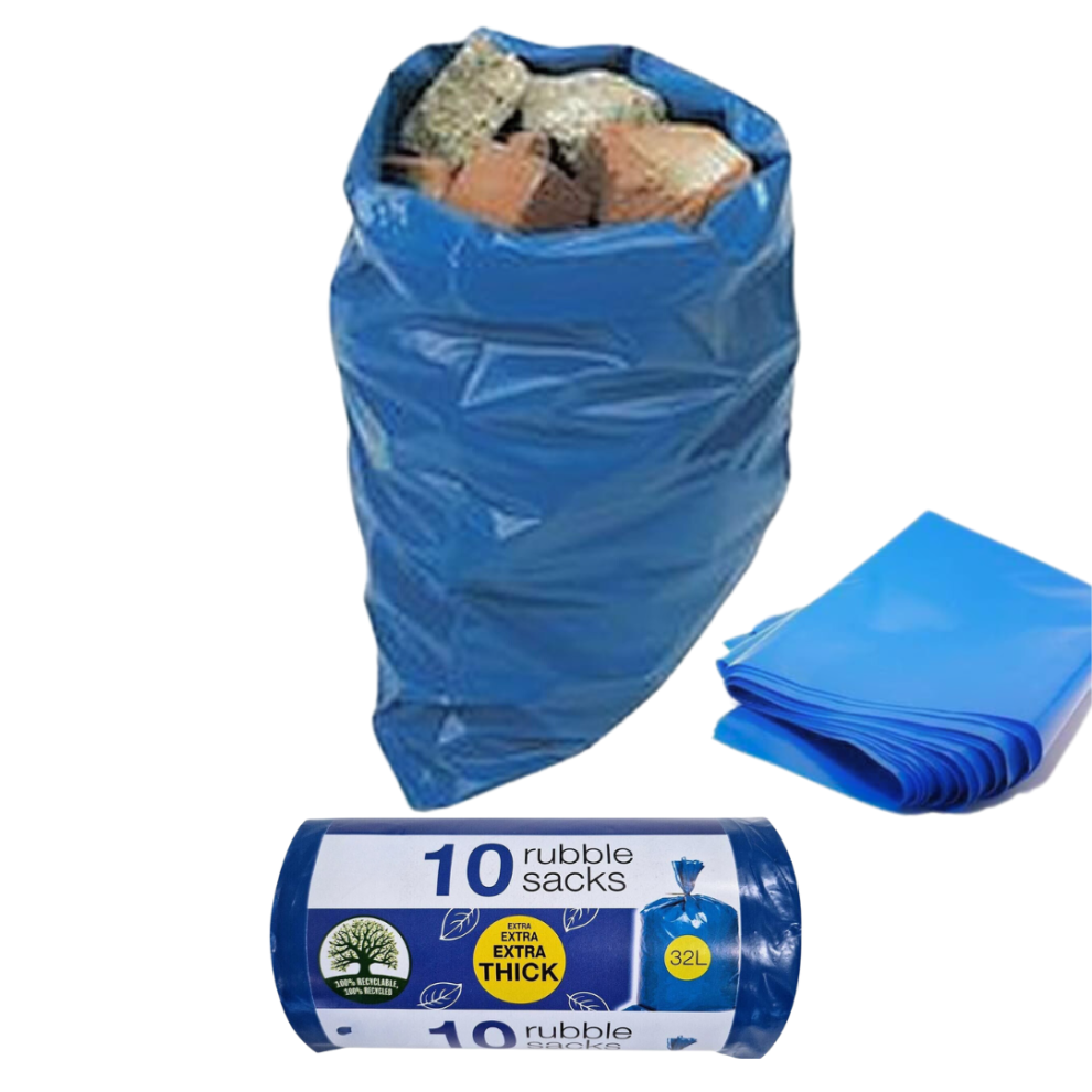 (1 Roll (10 Sacks)) Rubble Sacks Heavy Duty Garden Waste Bags to 30kg