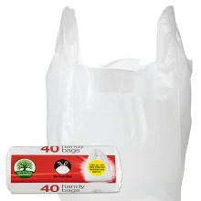 (12 Rolls (480 Bags)) Plastic Carrier Bags 15 Litre Capacity With Handle