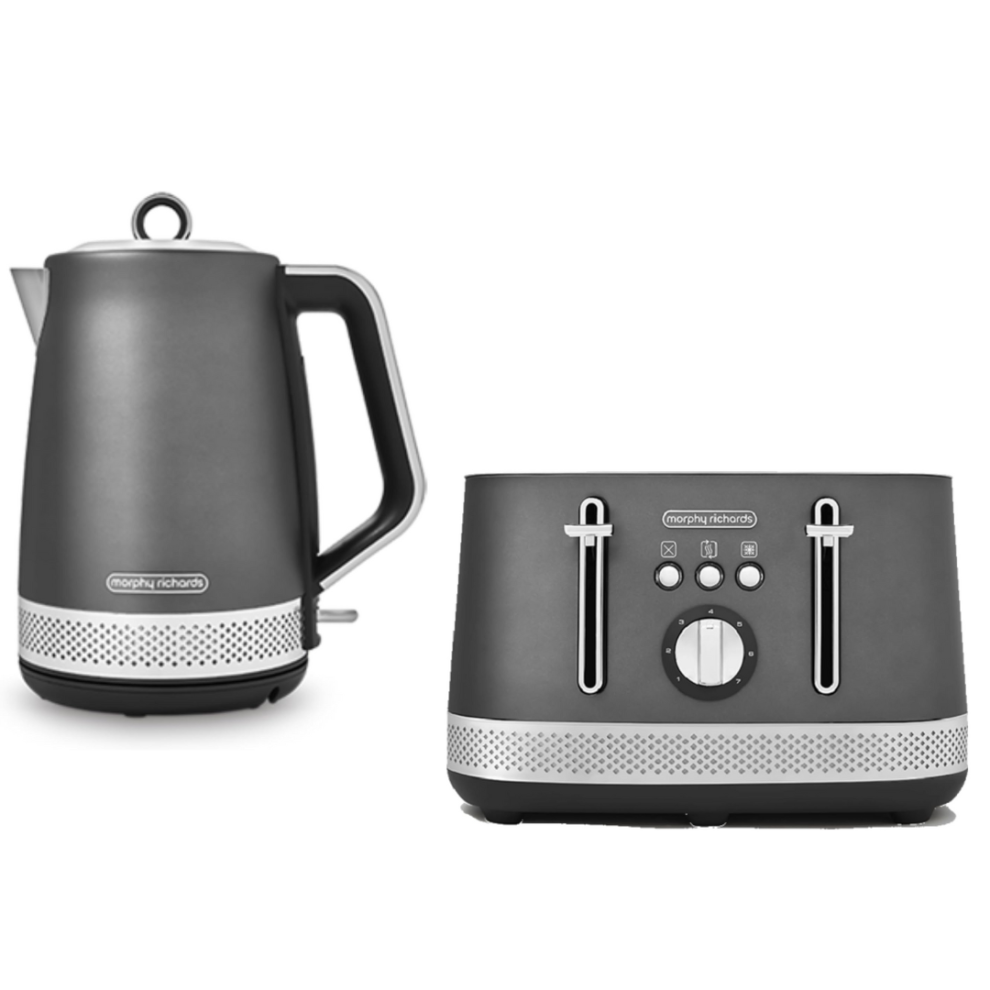 Morphy Richards Illumination Titanium Kettle & 4 Slice Toaster in Grey