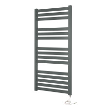 (500mm x 1200mm, No) Algarve Anthracite Electric Flat Tube Heated Towel Rails