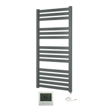 (500mm x 1200mm, Yes) Algarve Anthracite Electric Flat Tube Heated Towel Rails