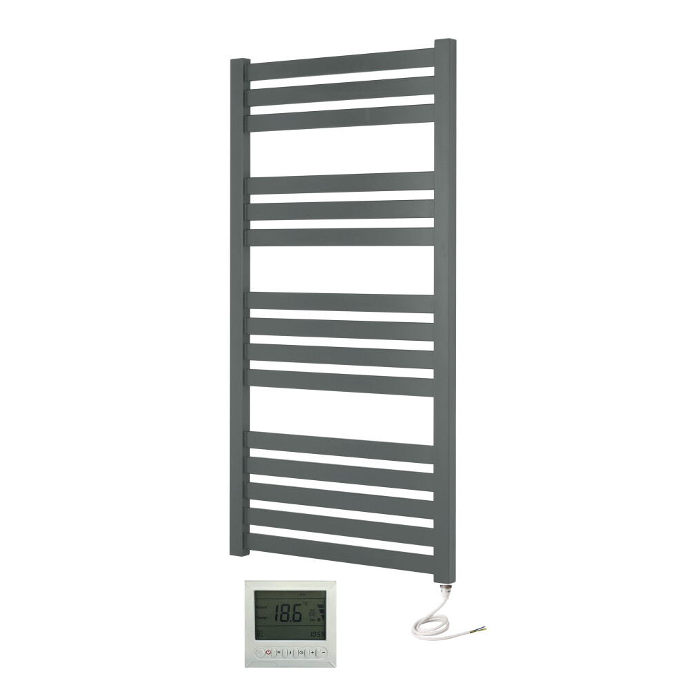 (600Mm X 1000Mm, Yes) Algarve Anthracite Electric Flat Tube Heated Towel Rails 5065000319724