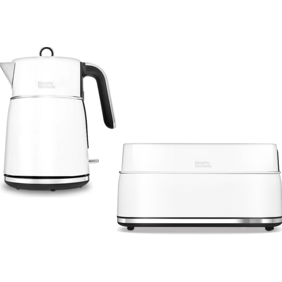 Morphy Richards Signature White Jug Kettle & 4 Slice Toaster Set