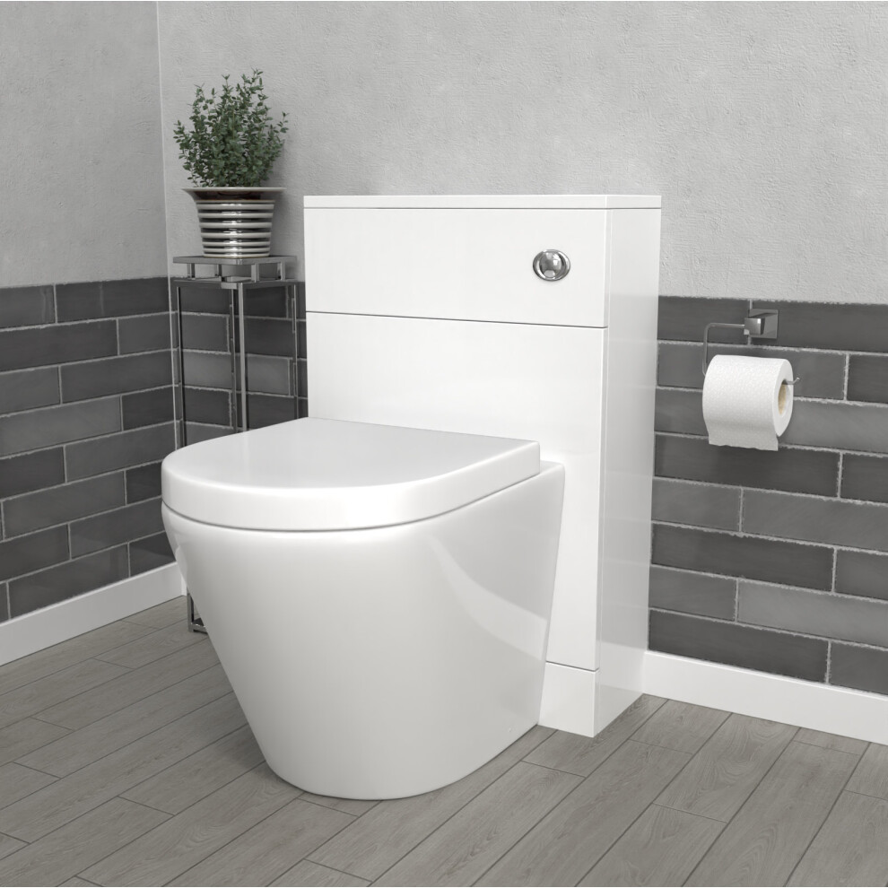 Nes Home 500mm Back To Wall Rimless Toilet with WC Unit Gloss White