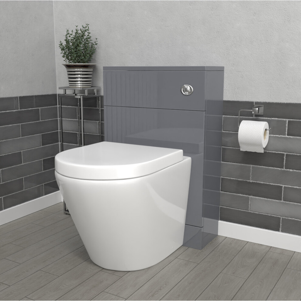 Nes Home 500mm Back To Wall Rimless Toilet with WC Unit Steel Grey