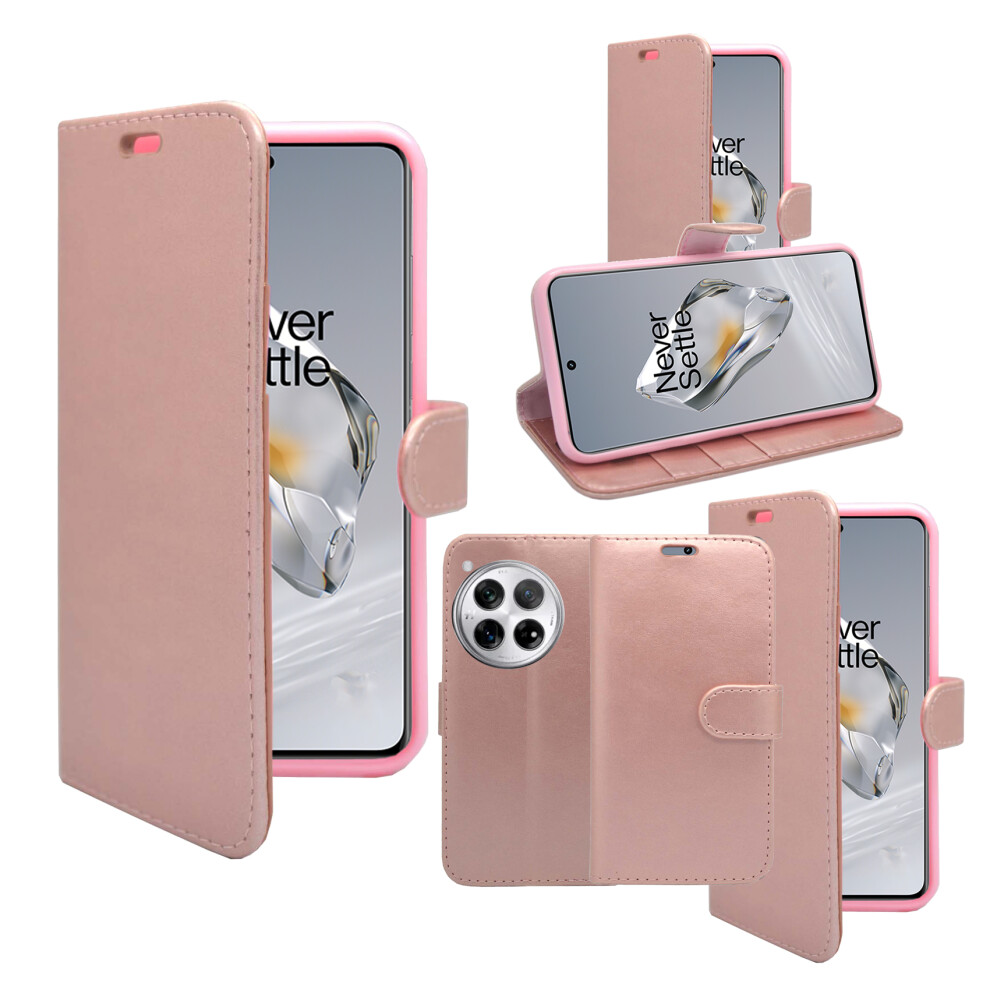 (Rose ) For Oneplus 12 5G Wallet Flip Pu Leather Pouch Cover Case Gold 5060972628256