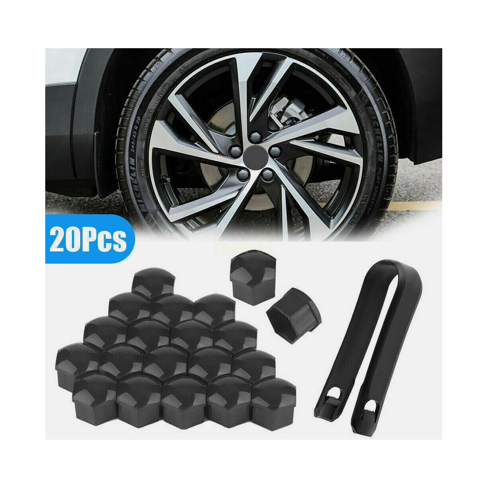 20Pcs 17Mm Car Wheel Lug Bolt Nut Covers Caps With Removal Tool Car Accessories Black 8381923451011