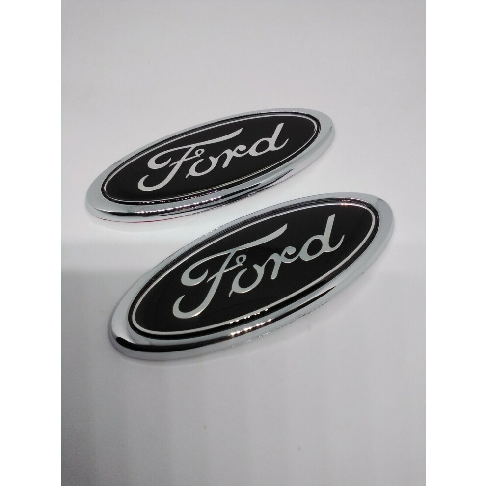 Ford Badge 2x 114mm x 45mm Black & Silver High Quality P&P Rear Mondeo